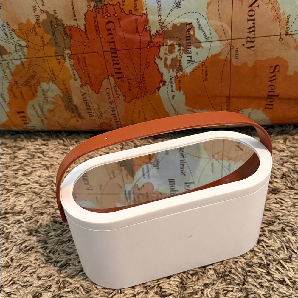 White and Brown Oval Storage Box